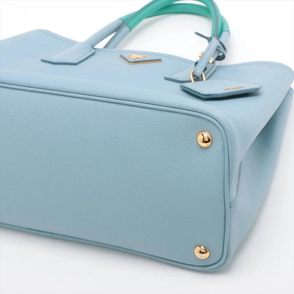 Rare! NEW! Prada Saffiano Cuir Double Handle Medium Tote Aqua TIFFANY BABY BLUE - Picture 6 of 16